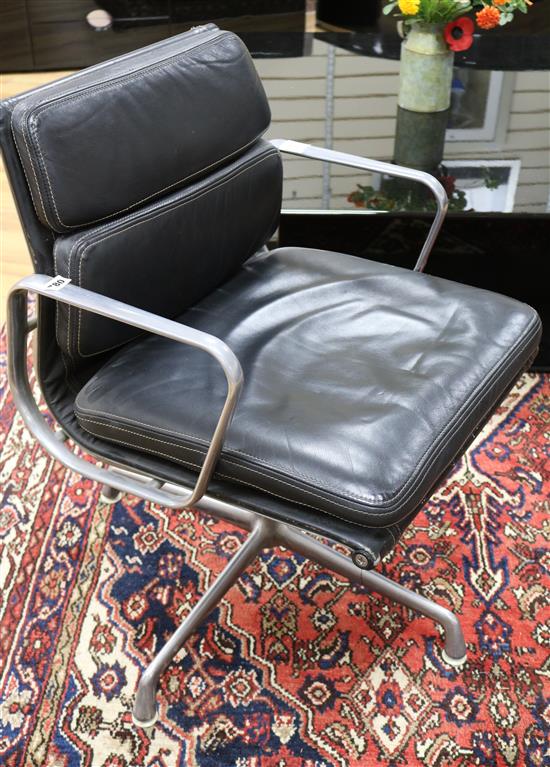 After Charles Eames - an aluminium EA-208 style soft pad low armchair